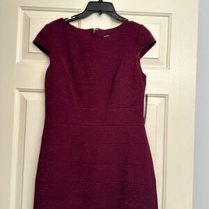 Tahari S. Levine burgundy/magenta with shimmer cocktail dress.